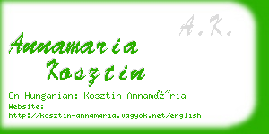 annamaria kosztin business card